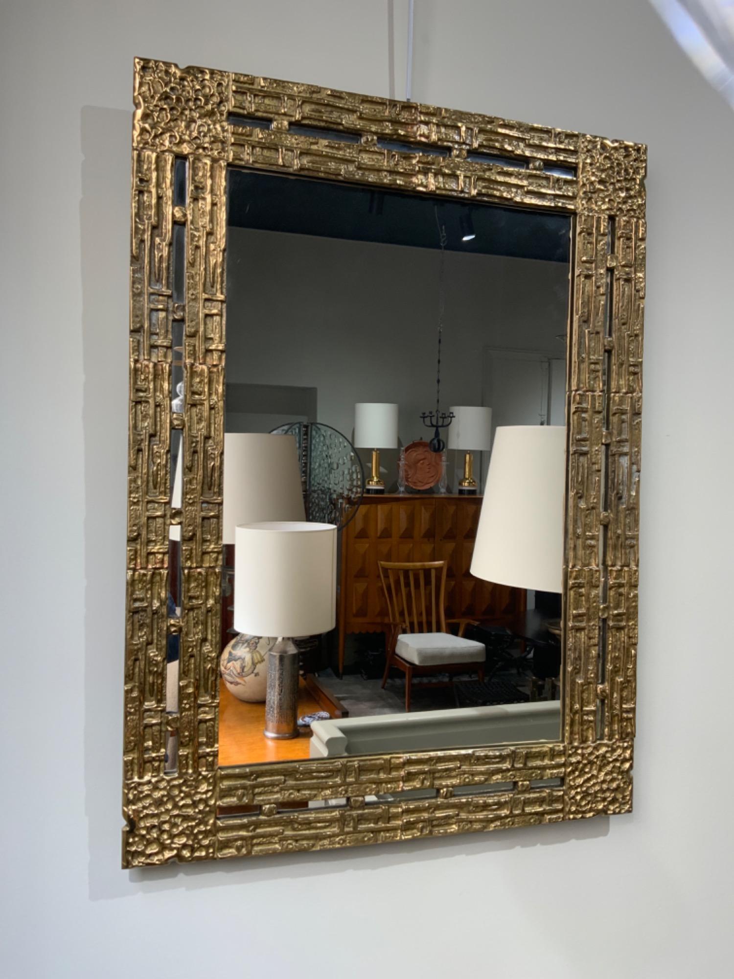 Gilt bronze mirror Luciano Frigerio italy 1970 