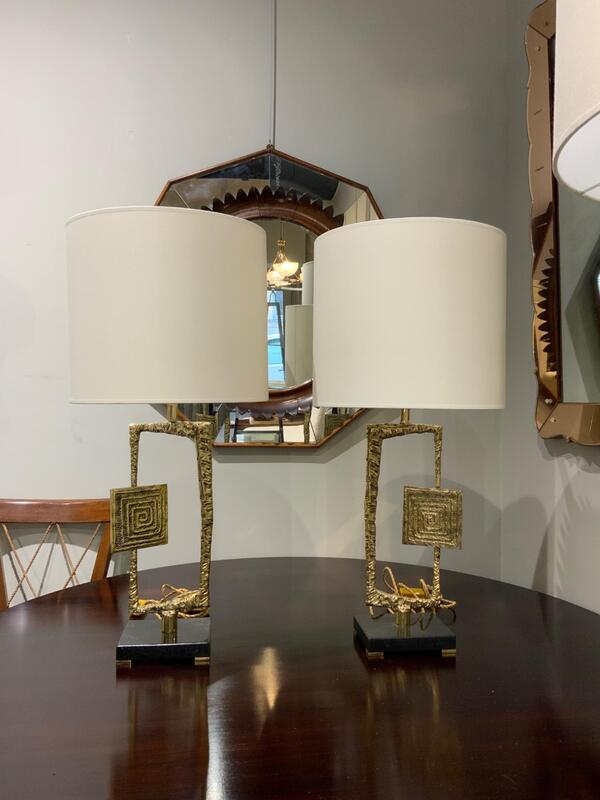 Pair of bronze tables lamps Angelo Brotto 
