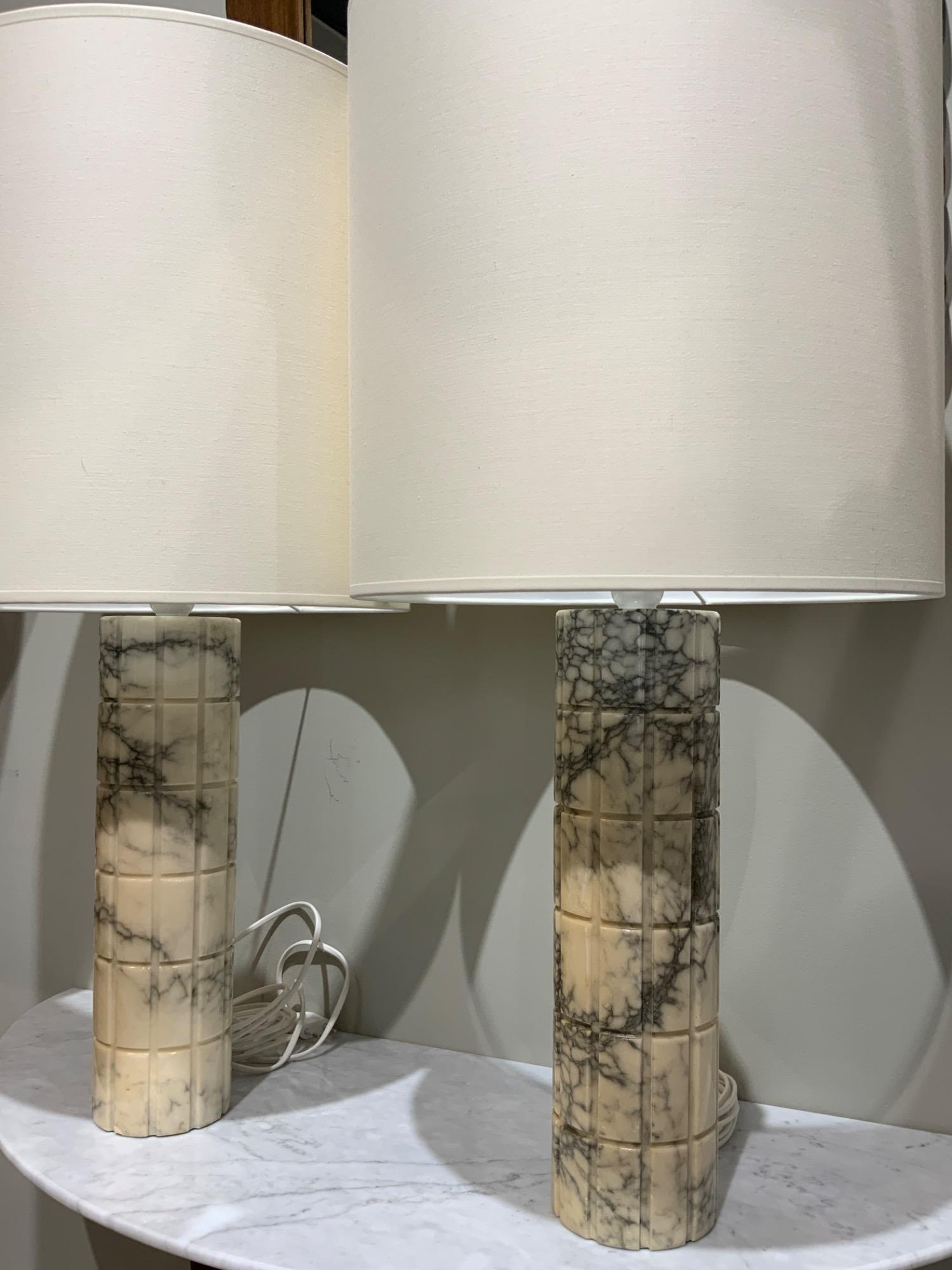 Pair of marble lamps Bergboms Sweden 1970