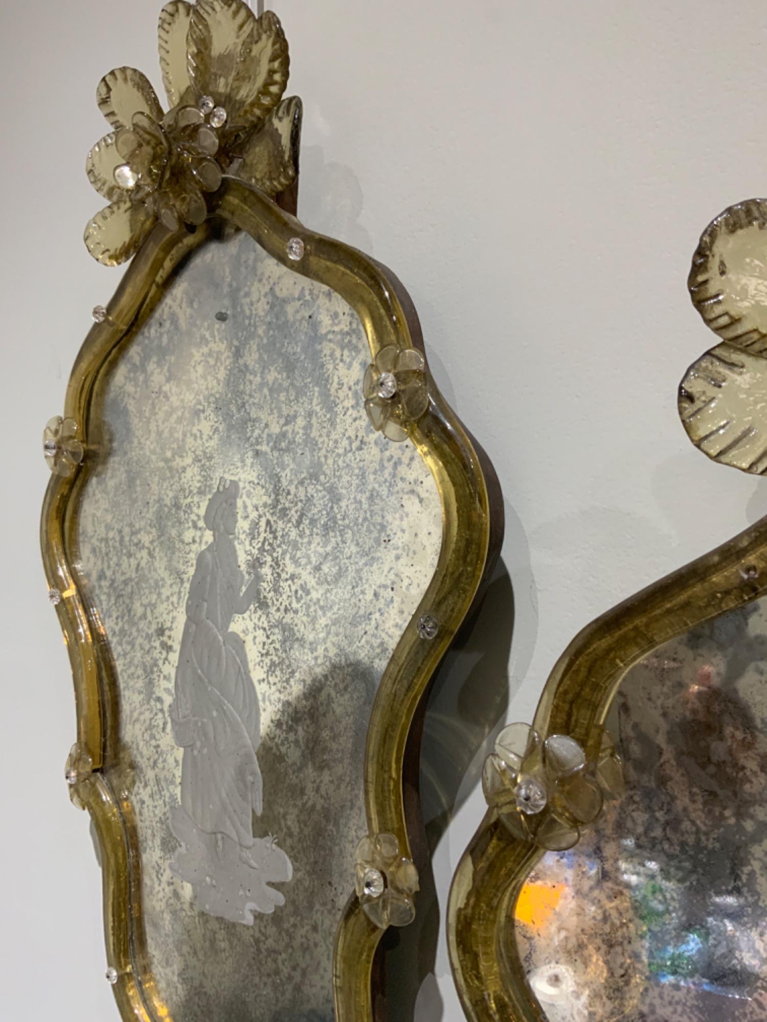 Pair of murano mirrors Venice circa 1950