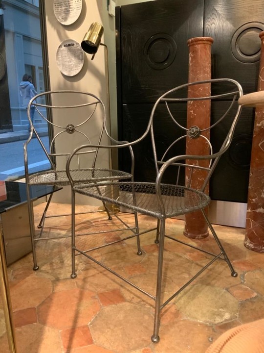 Pair of French steel armchairs circa 1850