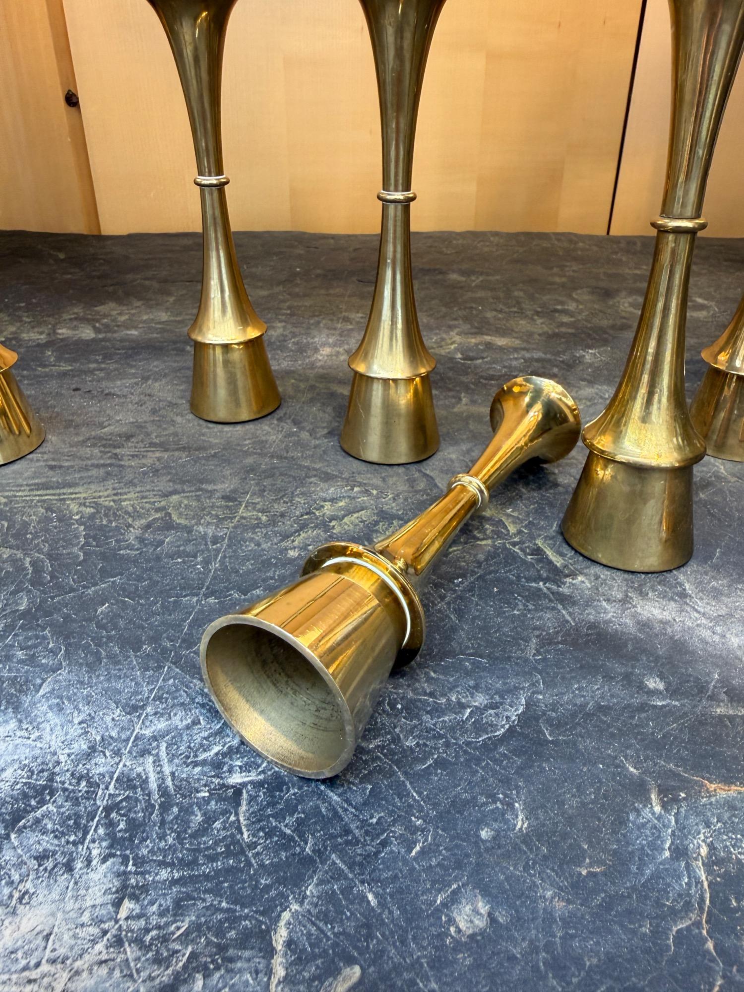 9 brass candelsticks Denmark 1970 