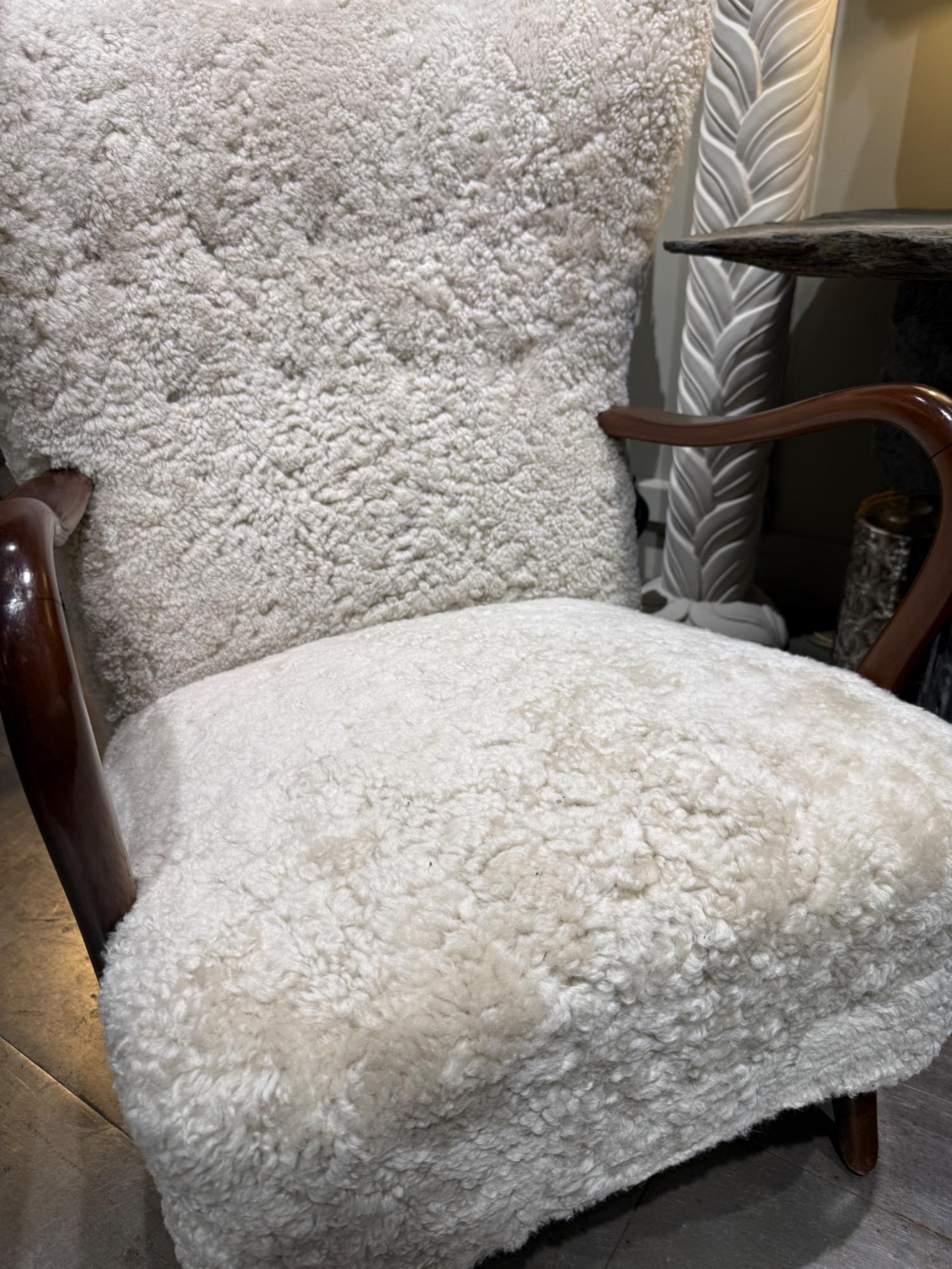 Alfred Christensen armchairs in sheepskin circa1950