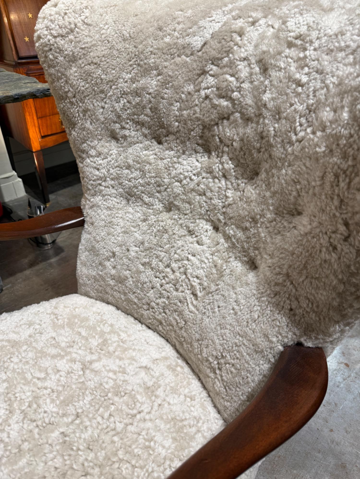 Alfred Christensen armchairs in sheepskin circa1950