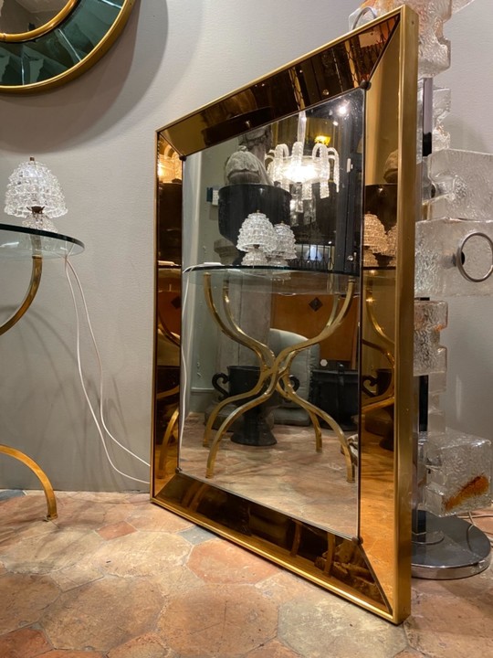 Big cristal Art mirror Italy circa 1970 