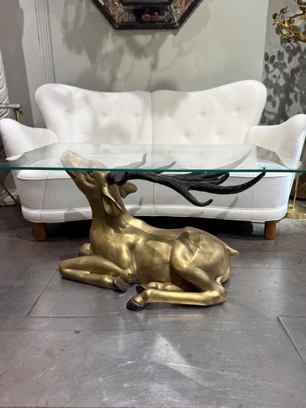 Bronze deer coffee table circa 1970