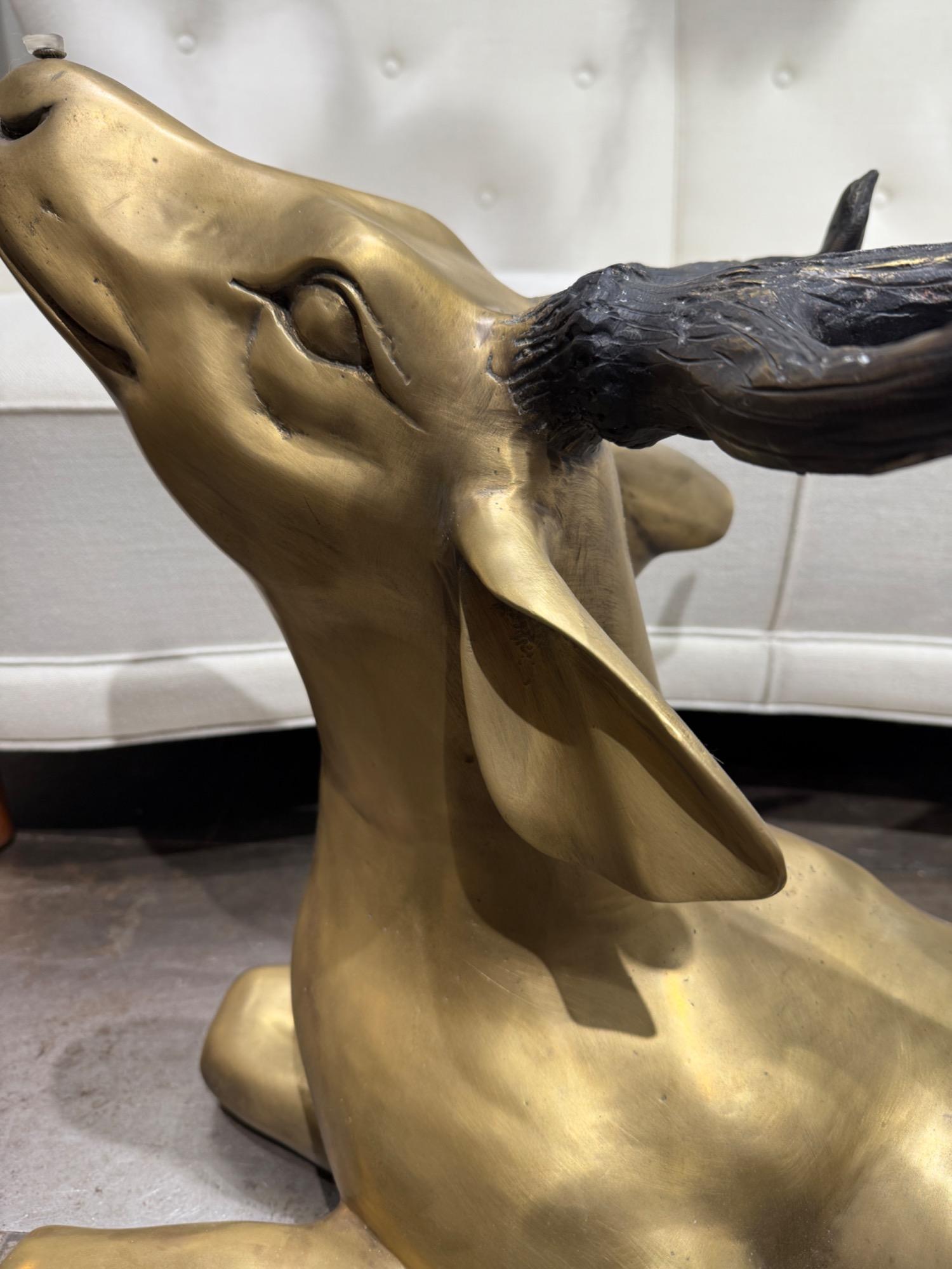 Bronze deer coffee table circa 1970