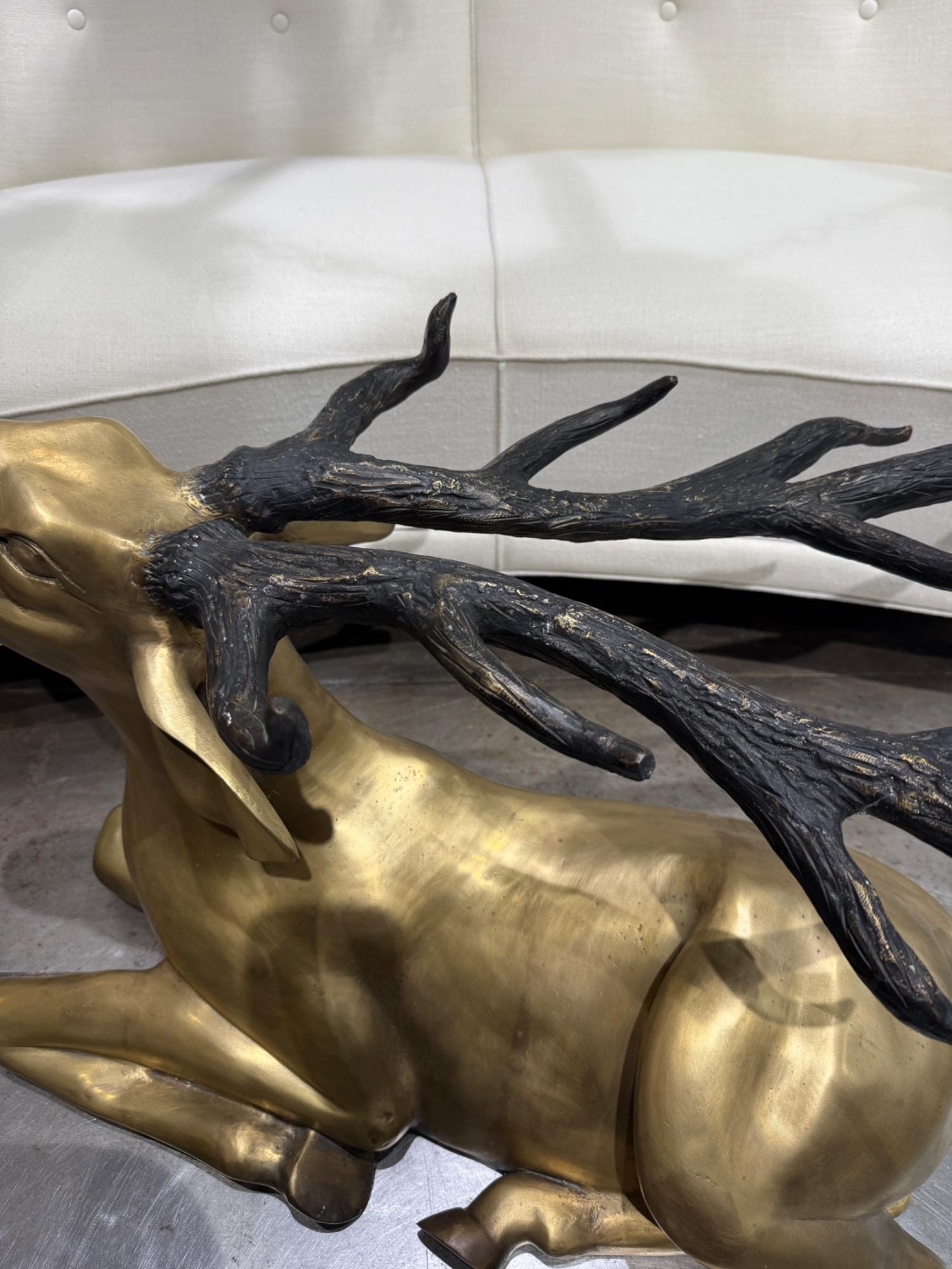 Bronze deer coffee table circa 1970
