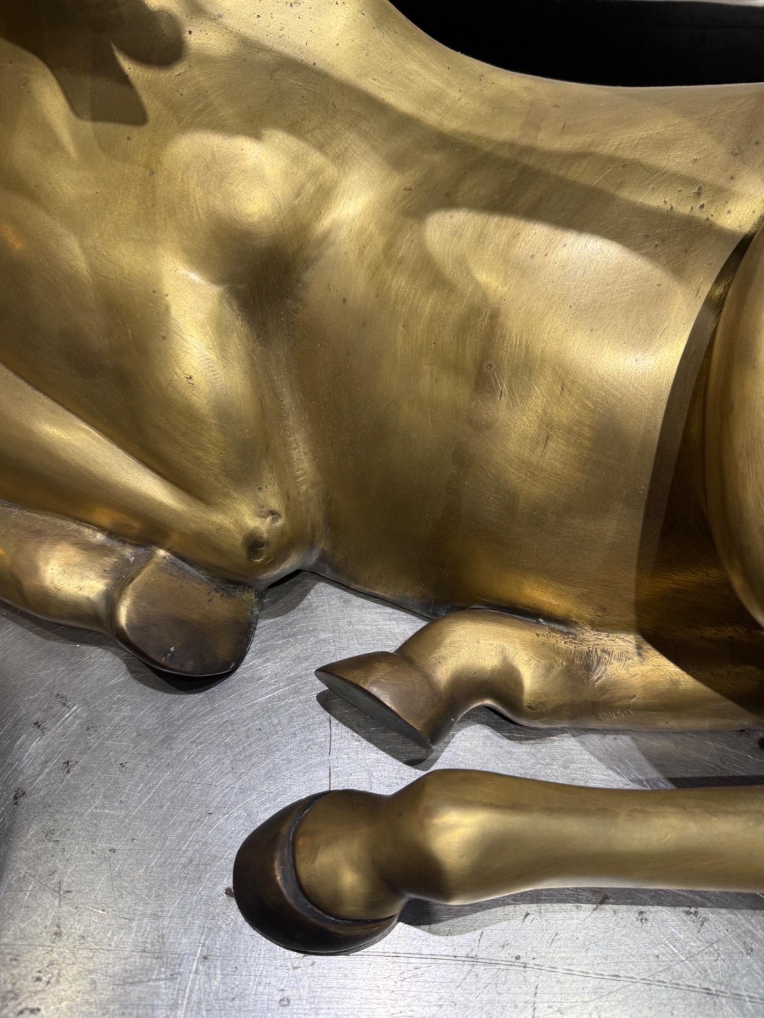 Bronze deer coffee table circa 1970