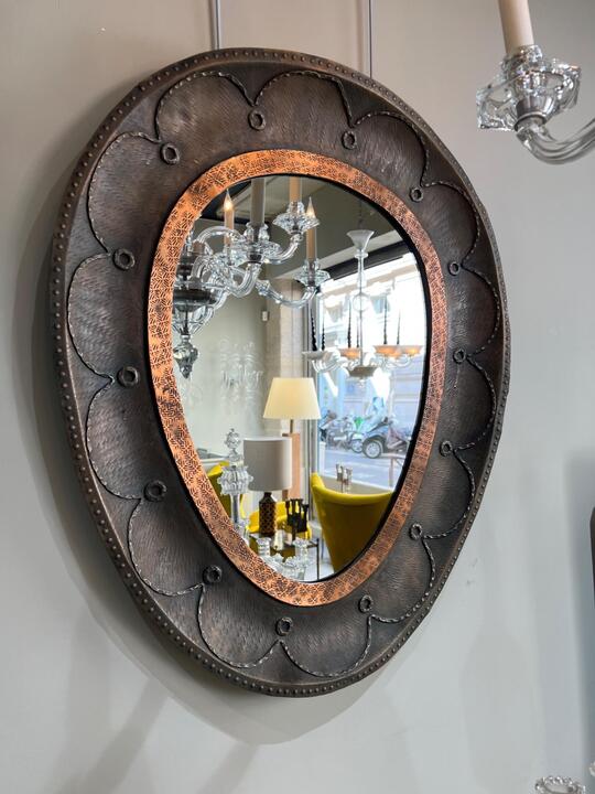 Copper and tin Italian mirror circa 1950