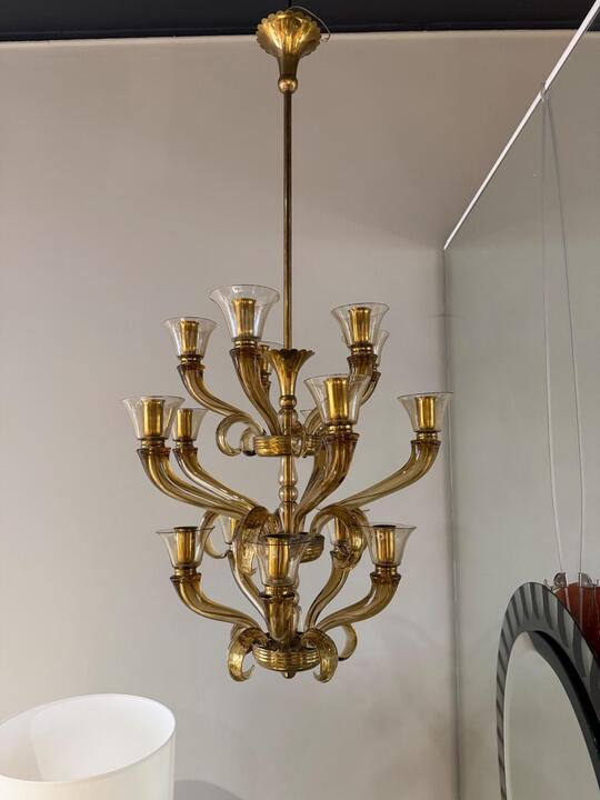 Flavio Poli chandelier Murano 1940 