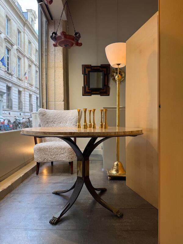 French table circa 1960 travertine top 