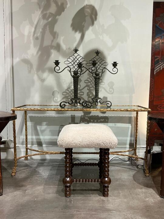 Gilt bronze console maison Bagues circa 1970