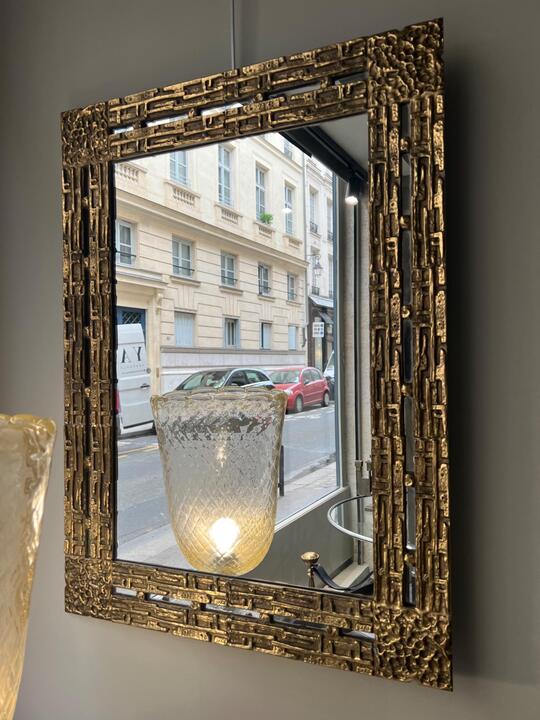 Gilt Bronze mirror Luciano Frigerio Italy 1970 