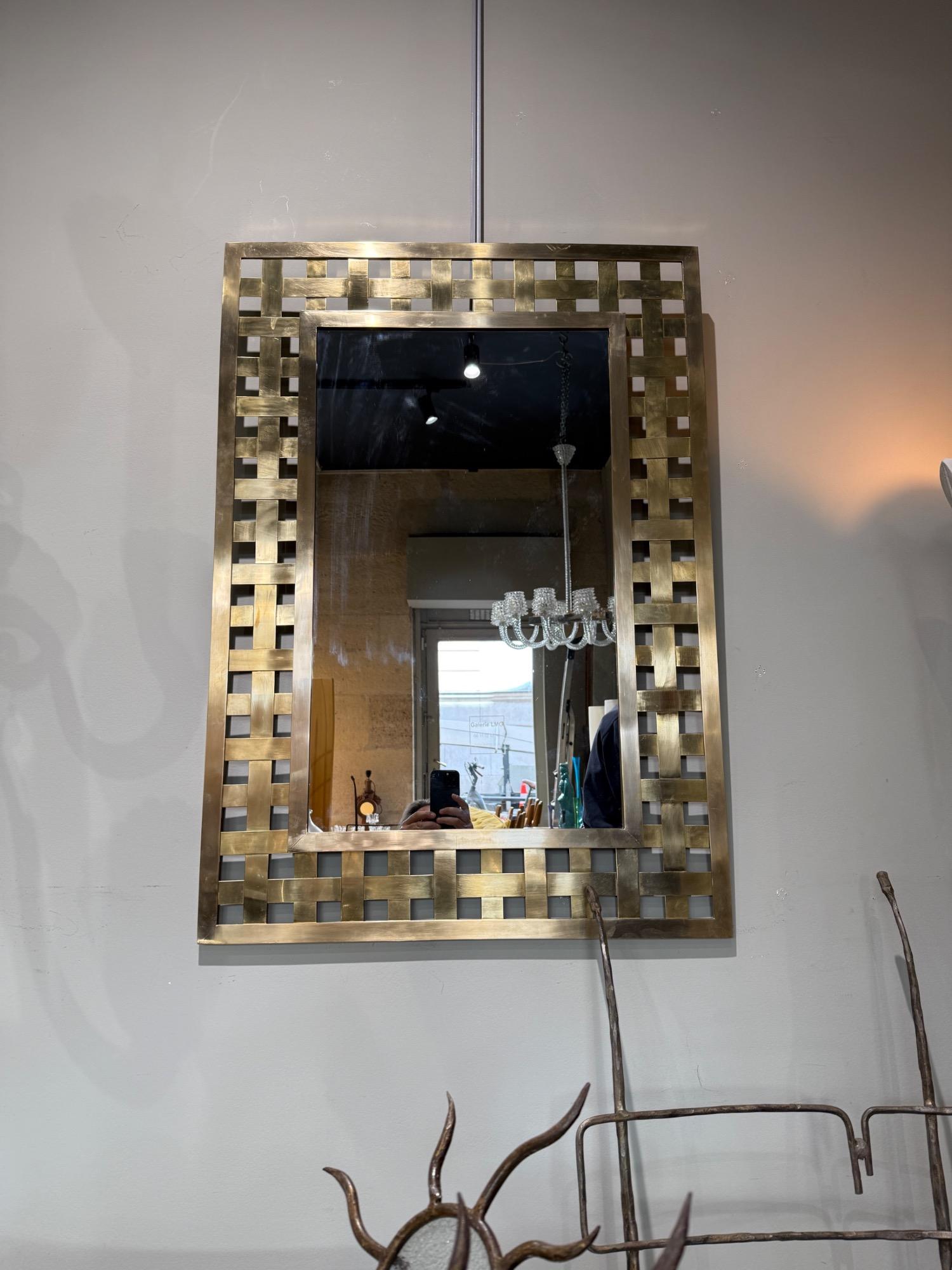 Impressive french brass frame mirror circa 1960