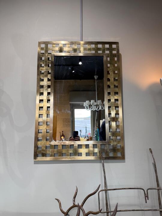 Impressive french brass frame mirror circa 1960