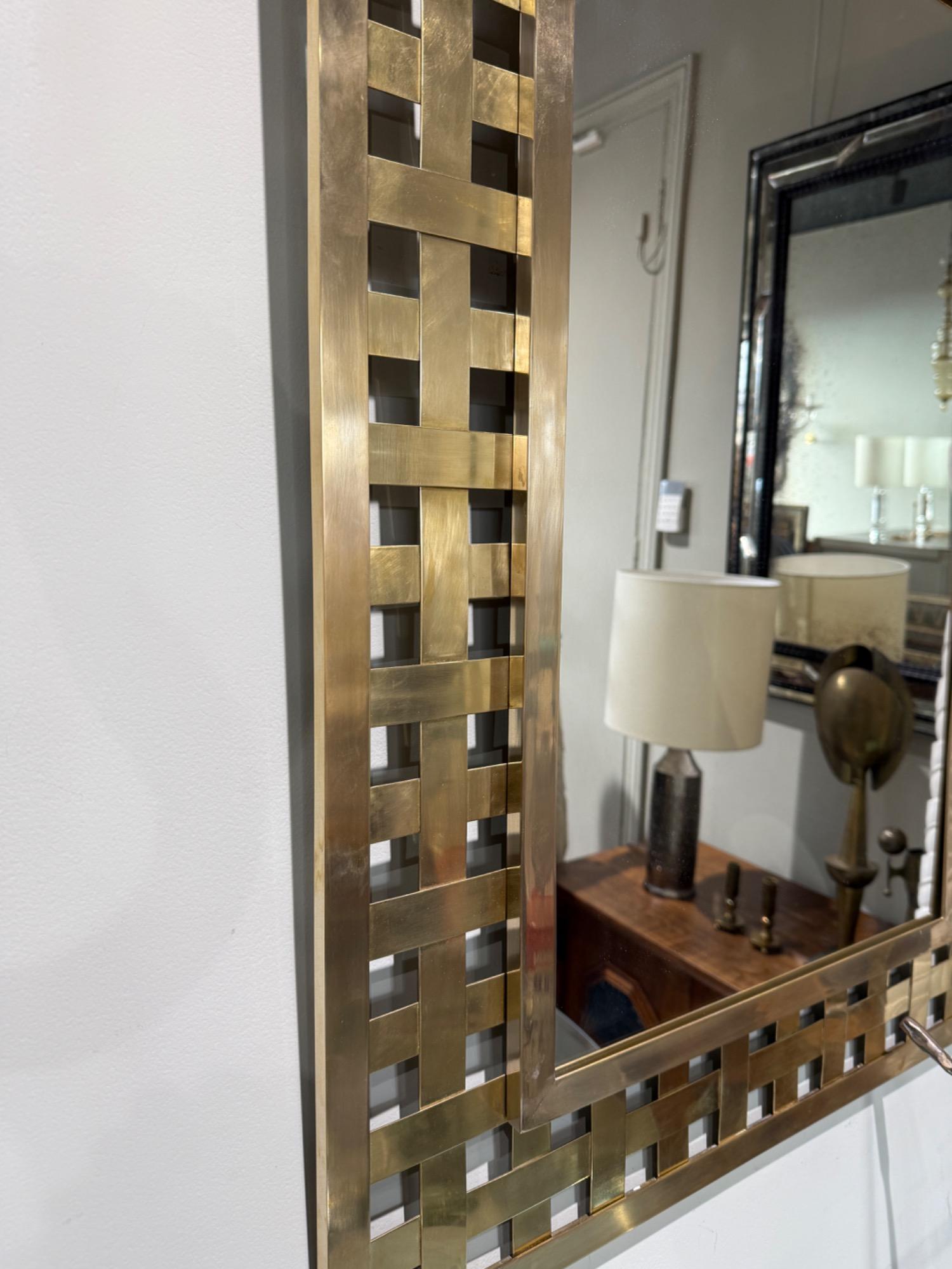 Impressive french brass frame mirror circa 1960