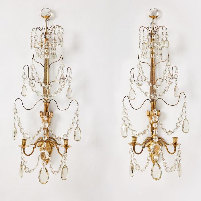 Impressive pair of swedish sconces 18th c 