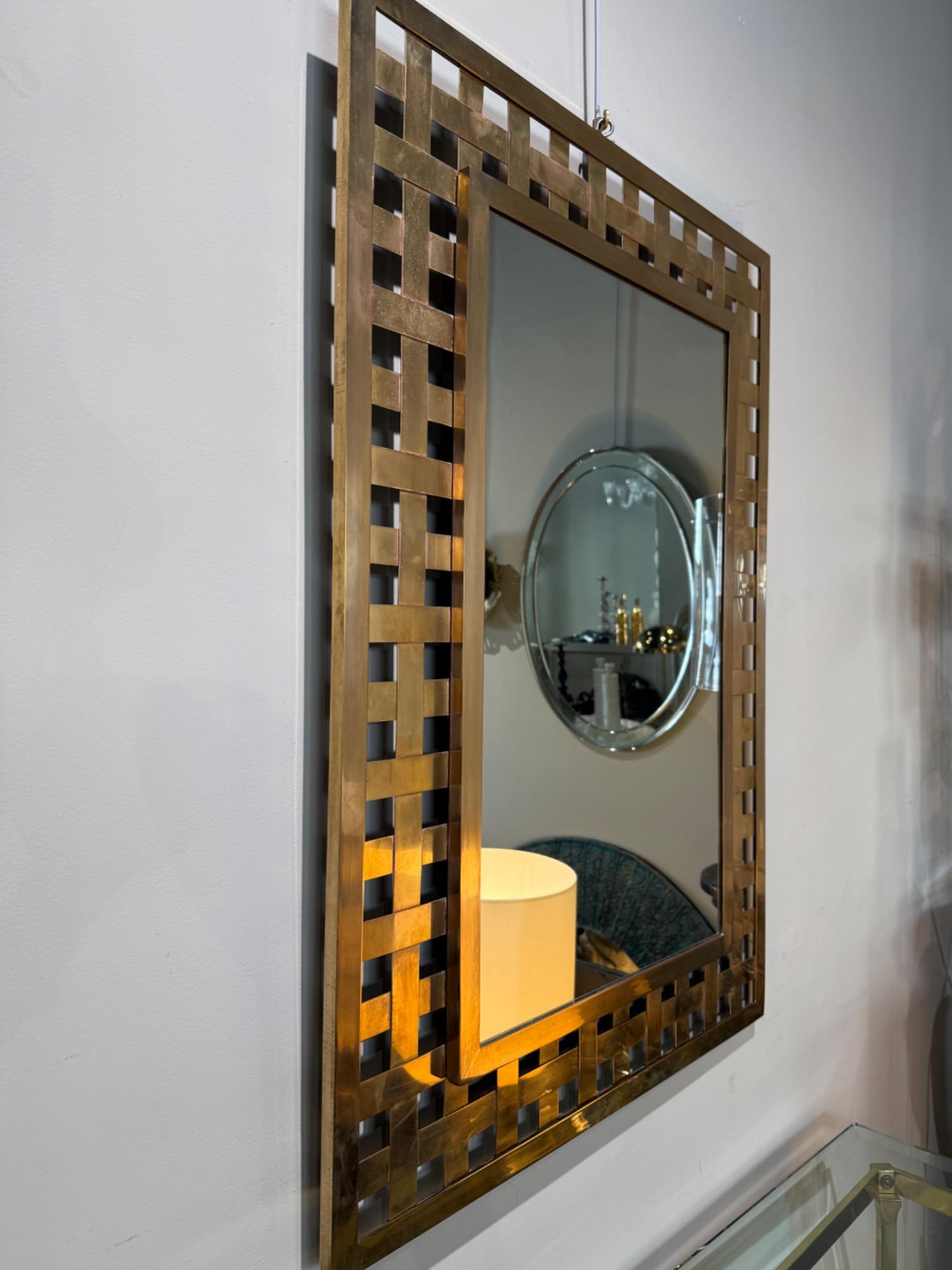 Italian brass mirror circa 1970
