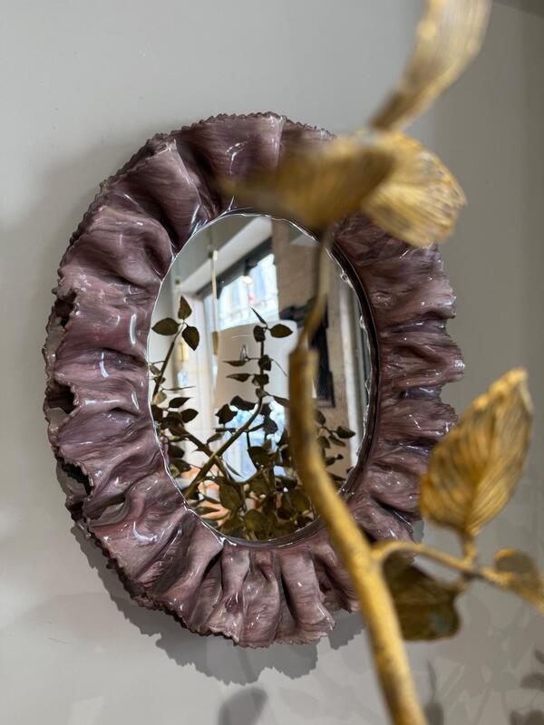 Italian ceramic mirror La Farnesiana stamped 1950