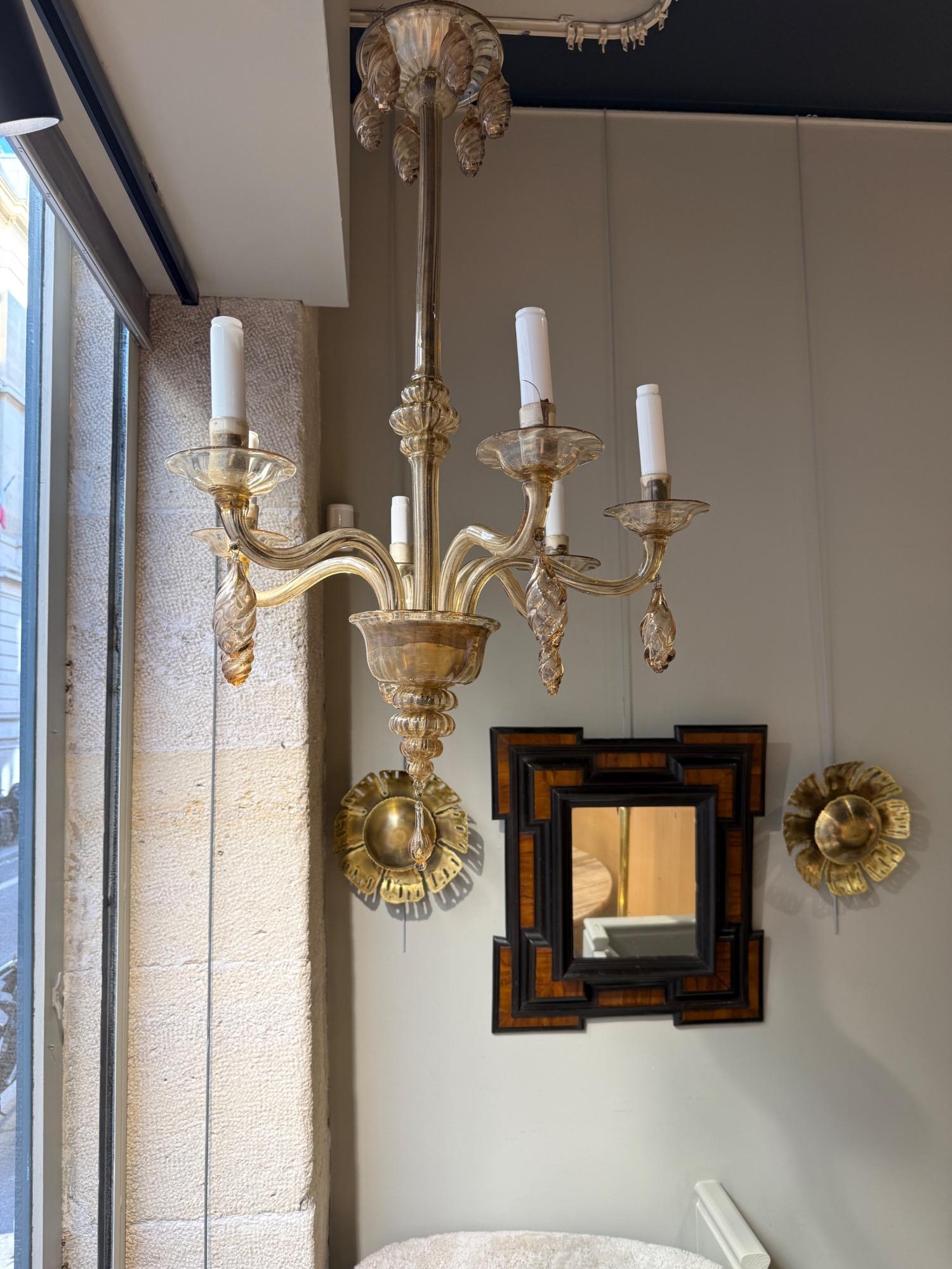 Martinuzzi 6 lights chandelier Murano circa 1920