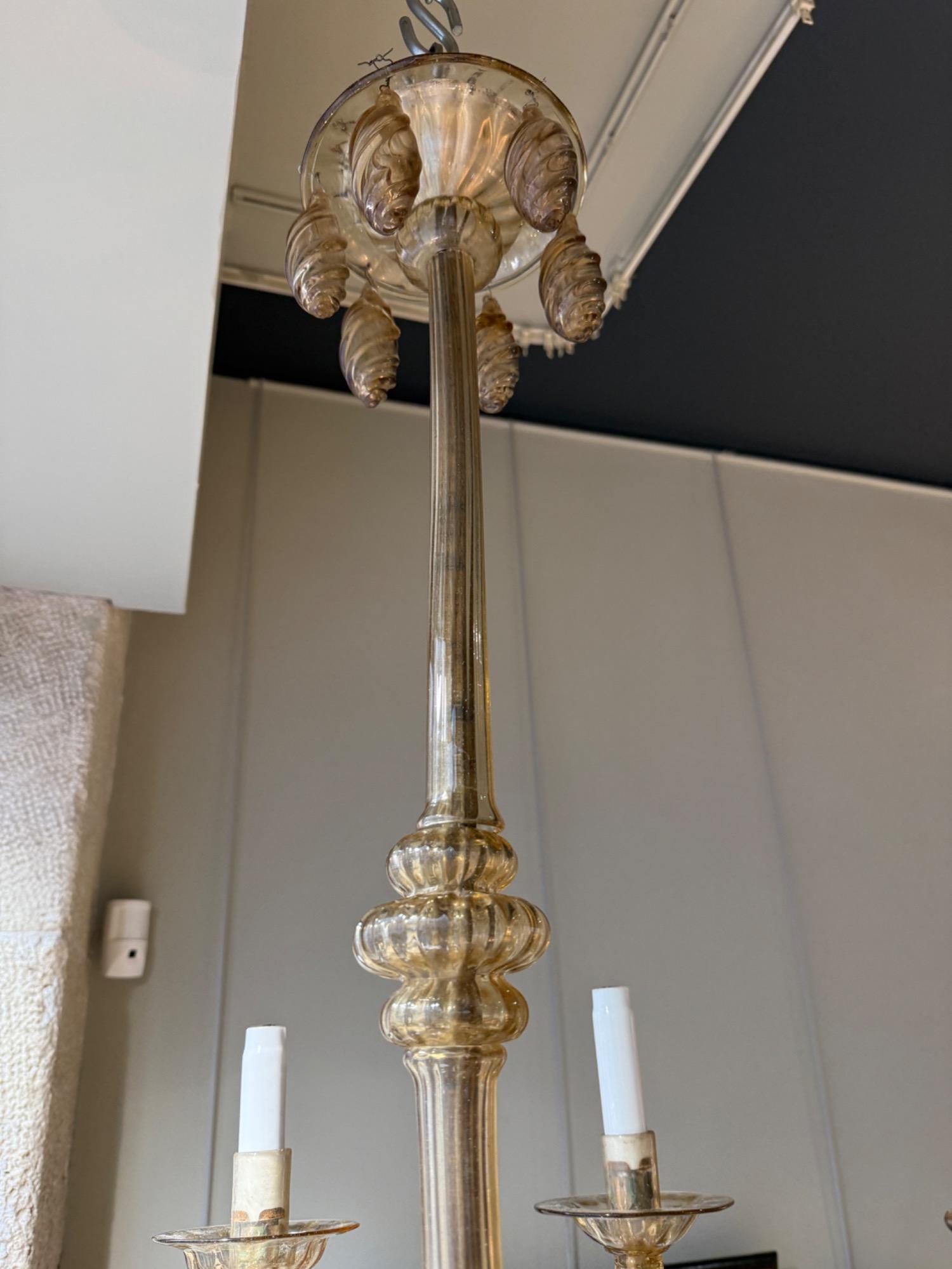 Martinuzzi 6 lights chandelier Murano circa 1920