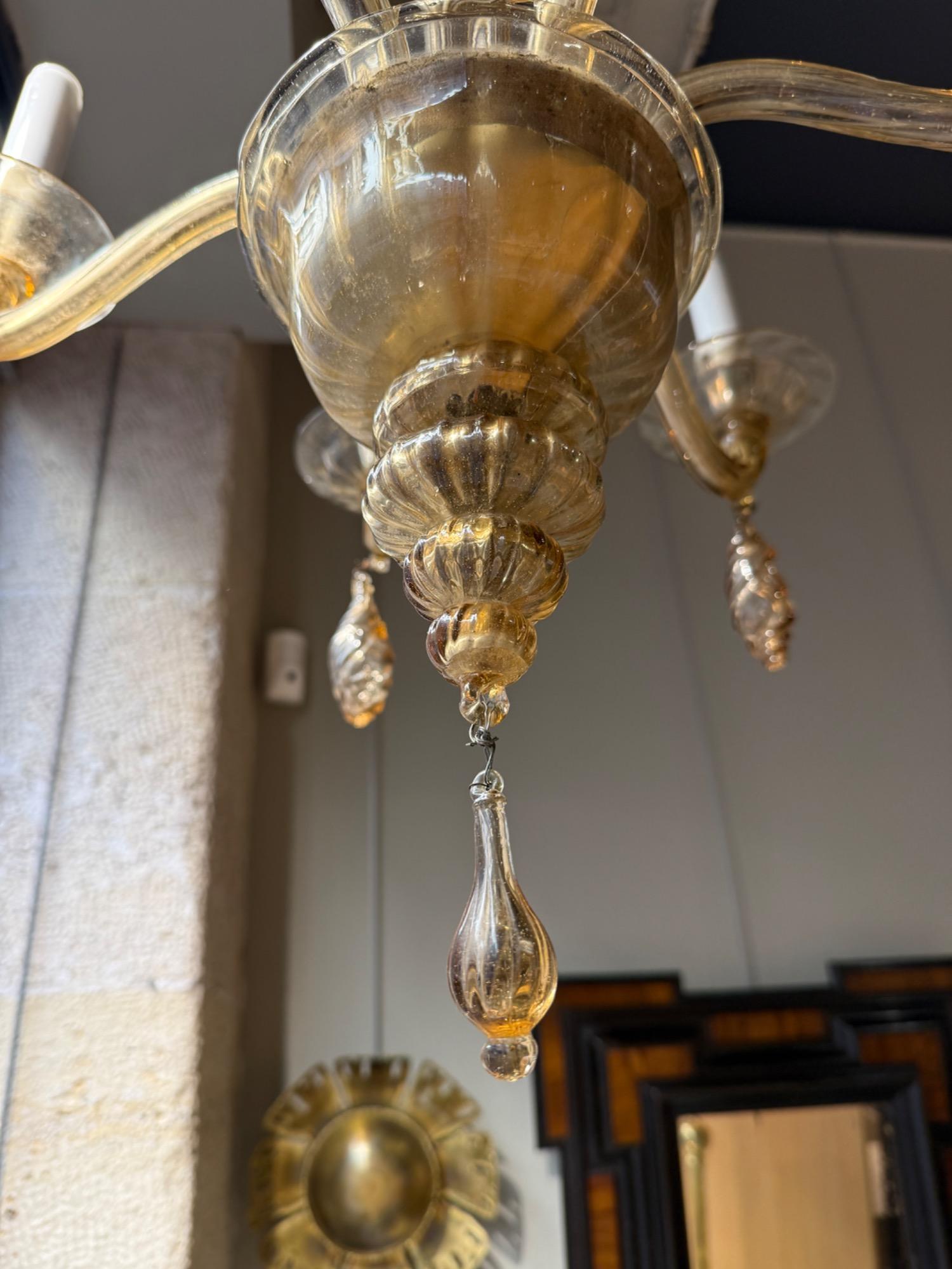 Martinuzzi 6 lights chandelier Murano circa 1920