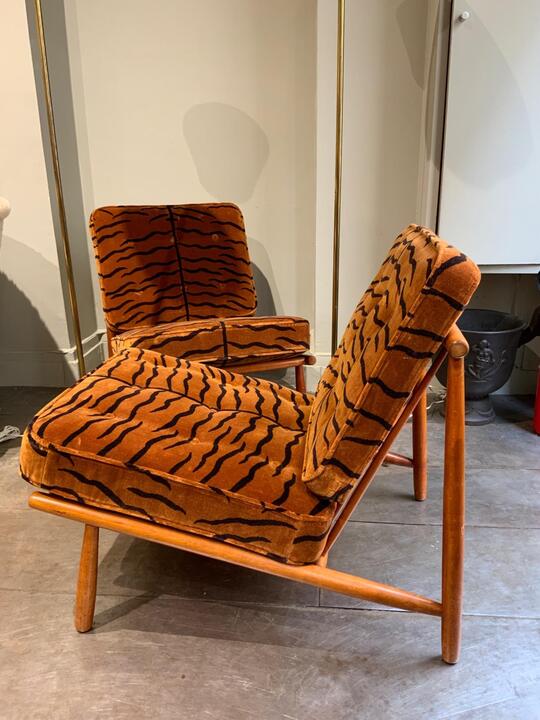 Pair of armchairs A Svensson in Dedar fabric sweden 1950 
