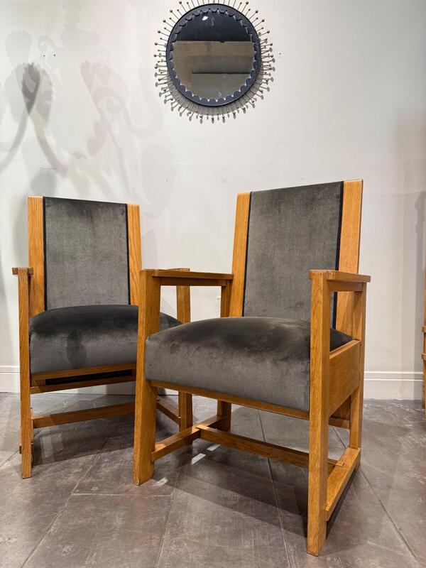 Pair of armchairs in oak by Frits Spanjaard circa 1920 