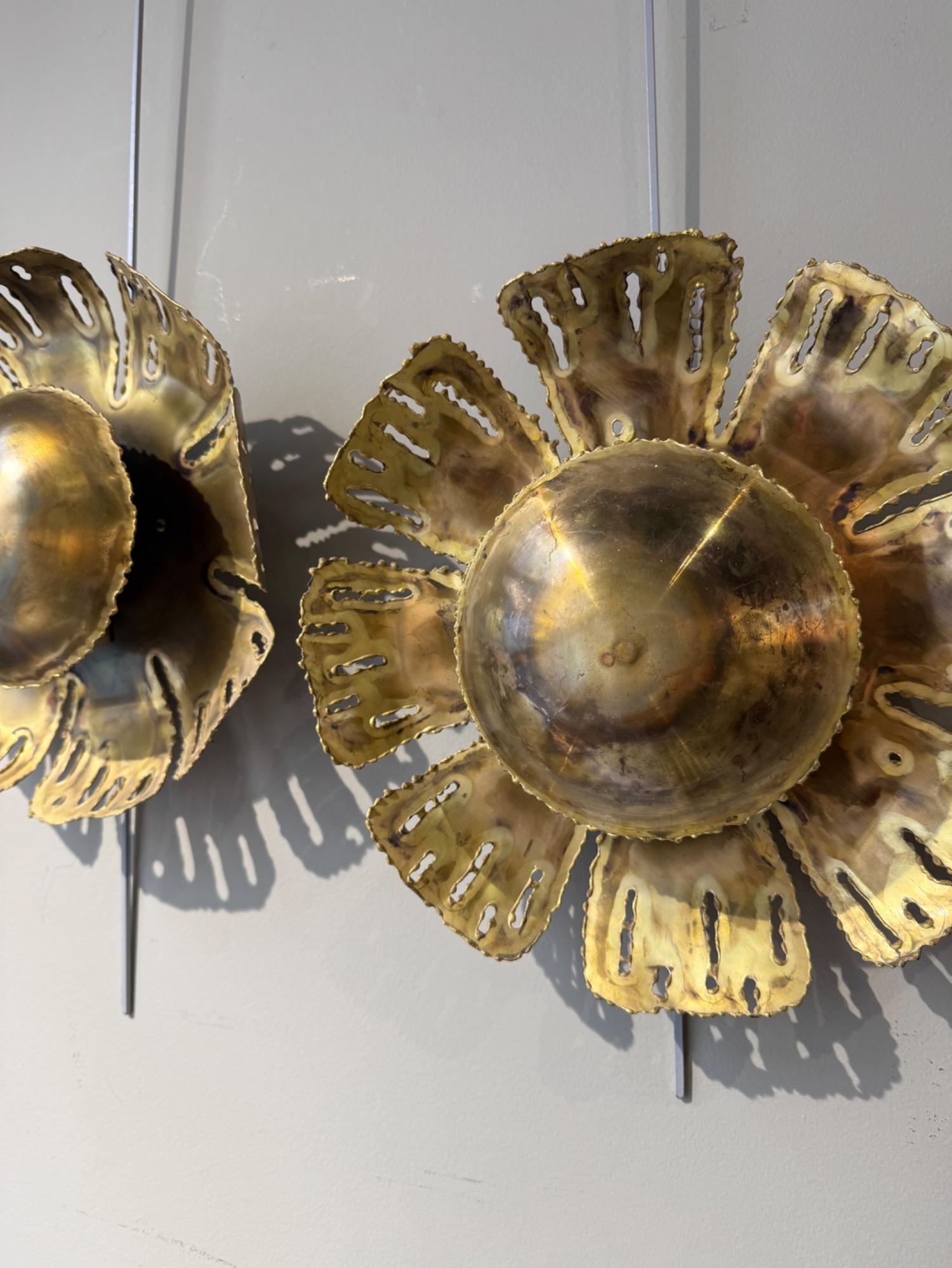 Pair of brass sconces S A Holm Sorensen Denmark 1970