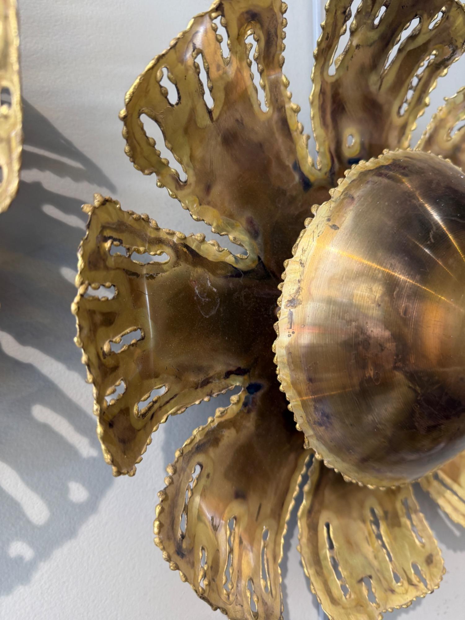 Pair of brass sconces S A Holm Sorensen Denmark 1970