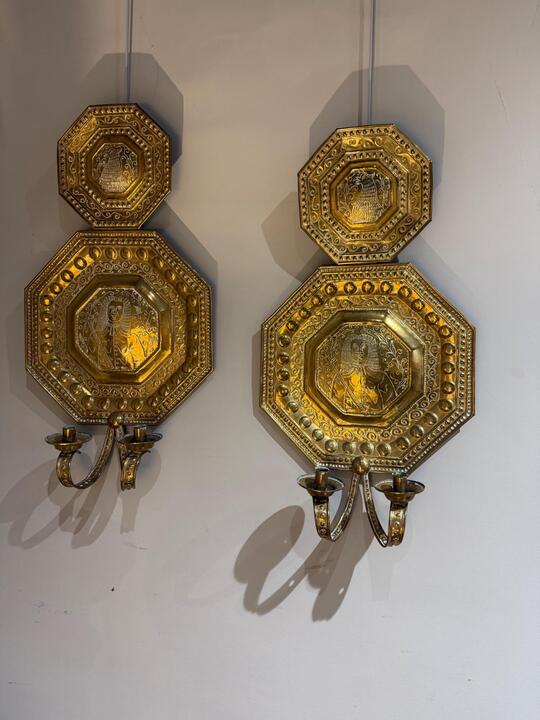 Pair of brass sconces Sweden 19th c 