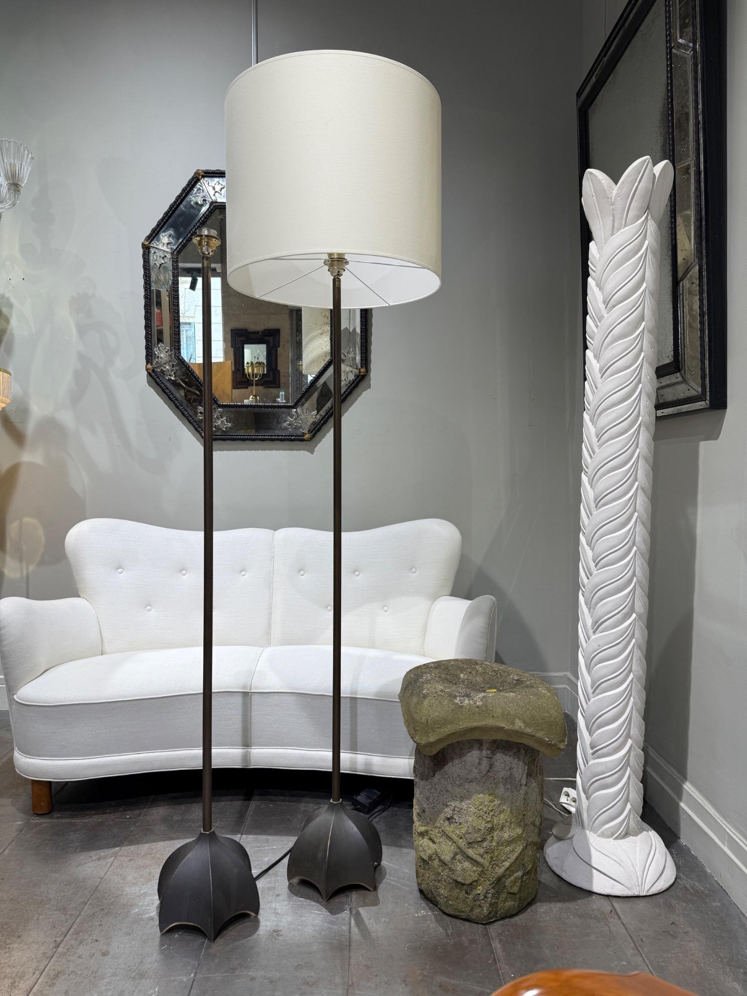 Pair of bronze floor lamps Jan des Bouvrie circa 1980 