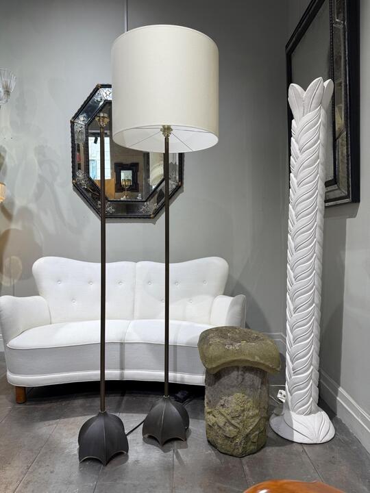 Pair of bronze floor lamps Jan des Bouvrie circa 1980 