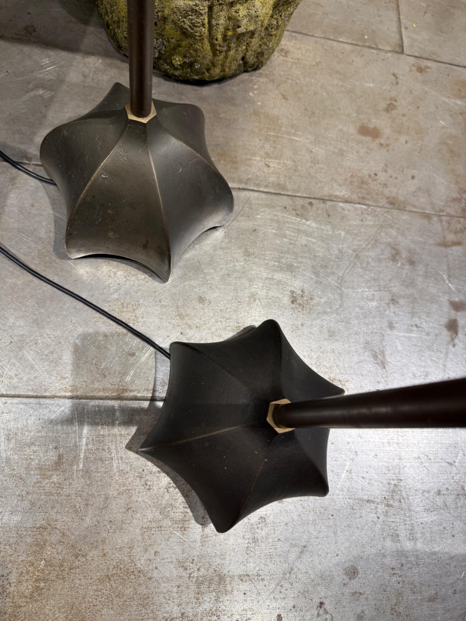 Pair of bronze floor lamps Jan des Bouvrie circa 1980 