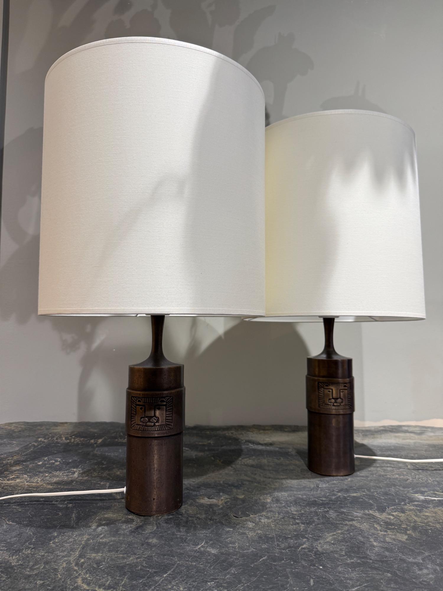 Pair of bronze lamps Kjell Blomberg Sweden 1970