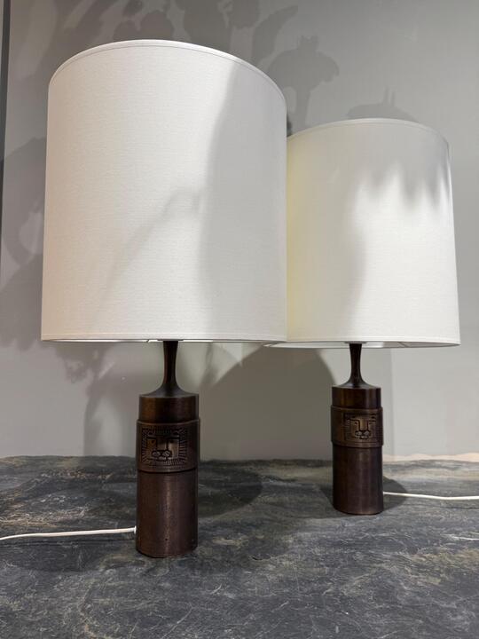 Pair of bronze lamps Kjell Blomberg Sweden 1970