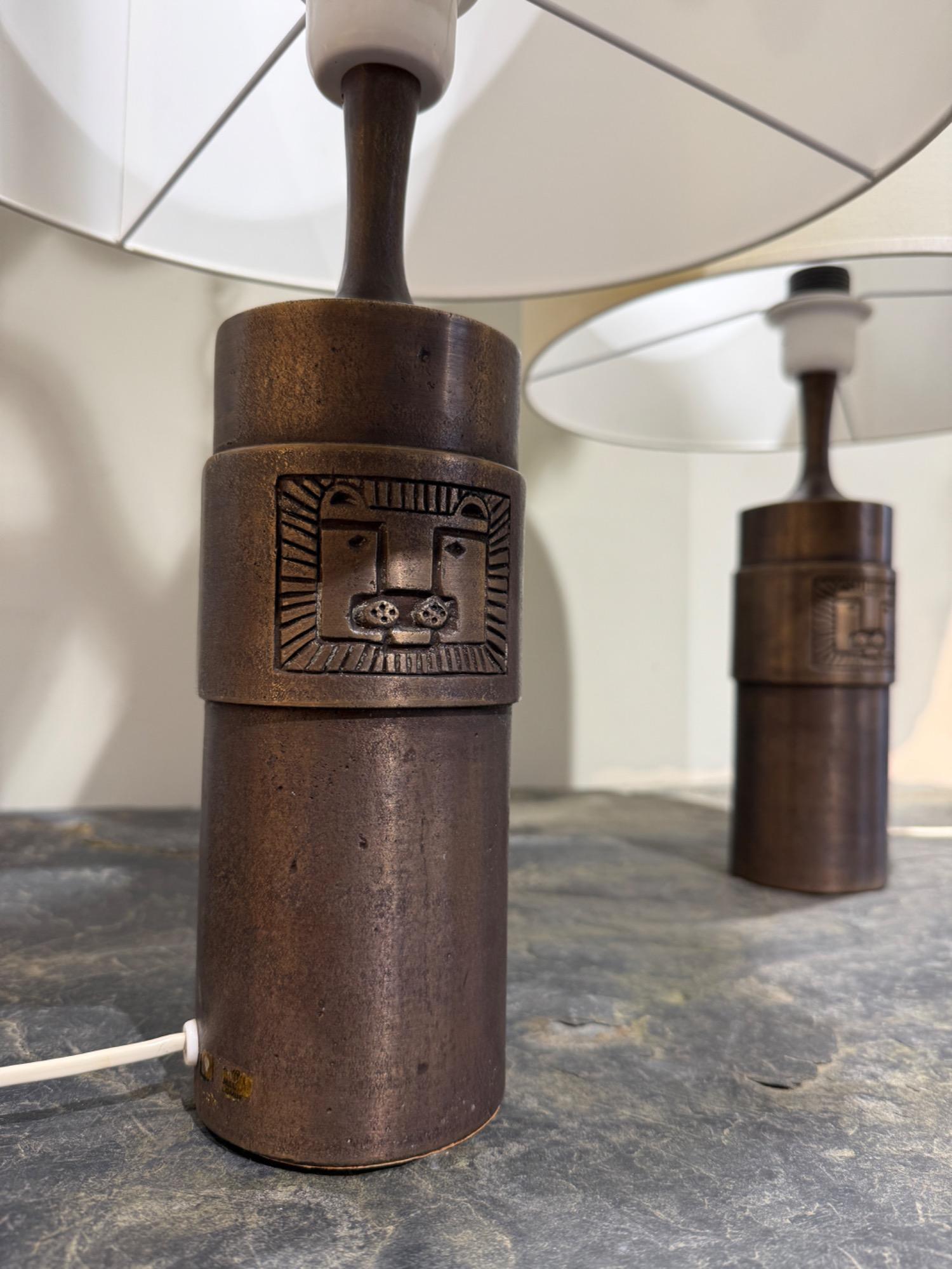 Pair of bronze lamps Kjell Blomberg Sweden 1970