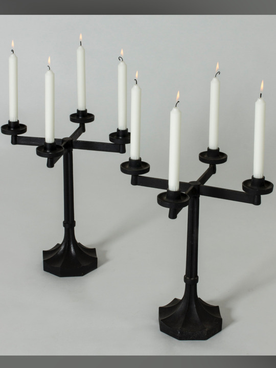 Pair of cast iron candelholders Sigurd Persson Sweden 1965 