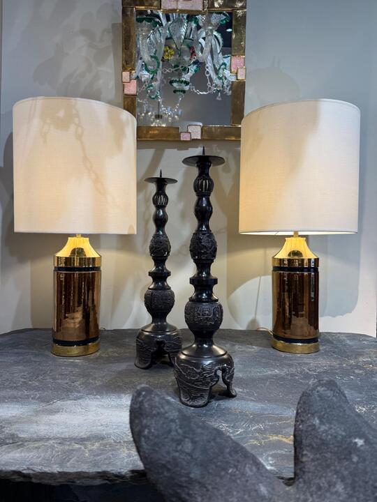 Pair of ceramic lamps Bergboms Sweden 1970 