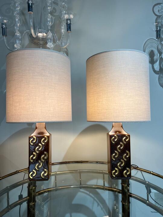 Pair of ceramic lamps by Ego Stengods Sweden circa 1970
