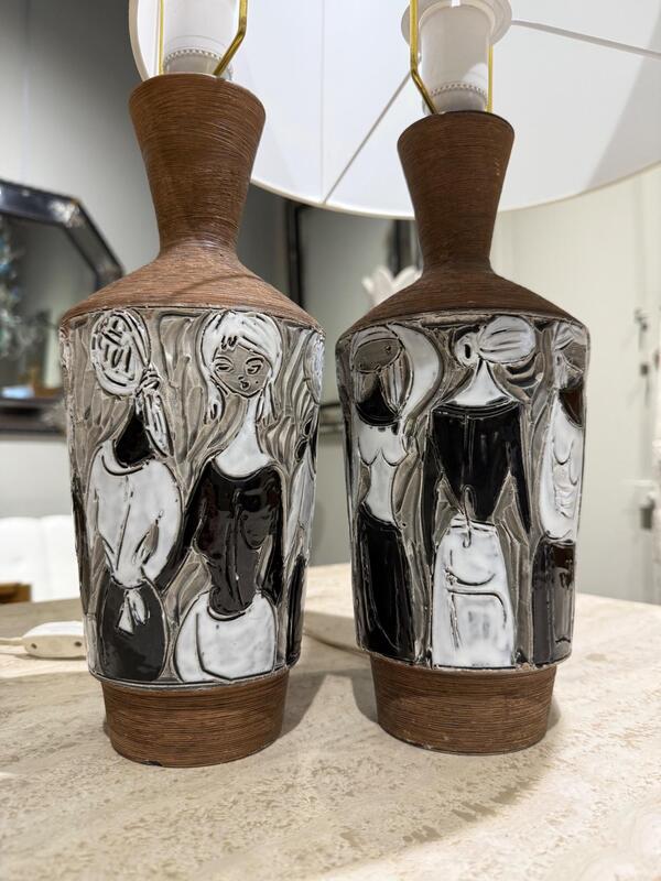 Pair of ceramic lamps F Fanciullacci italy 1970