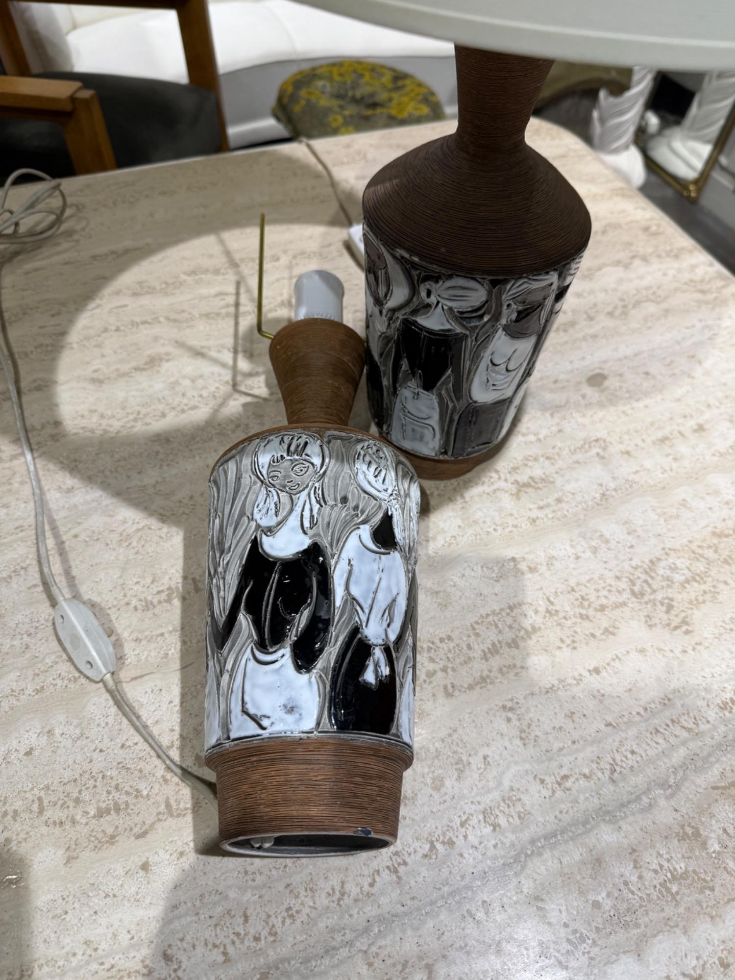 Pair of ceramic lamps F Fanciullacci italy 1970