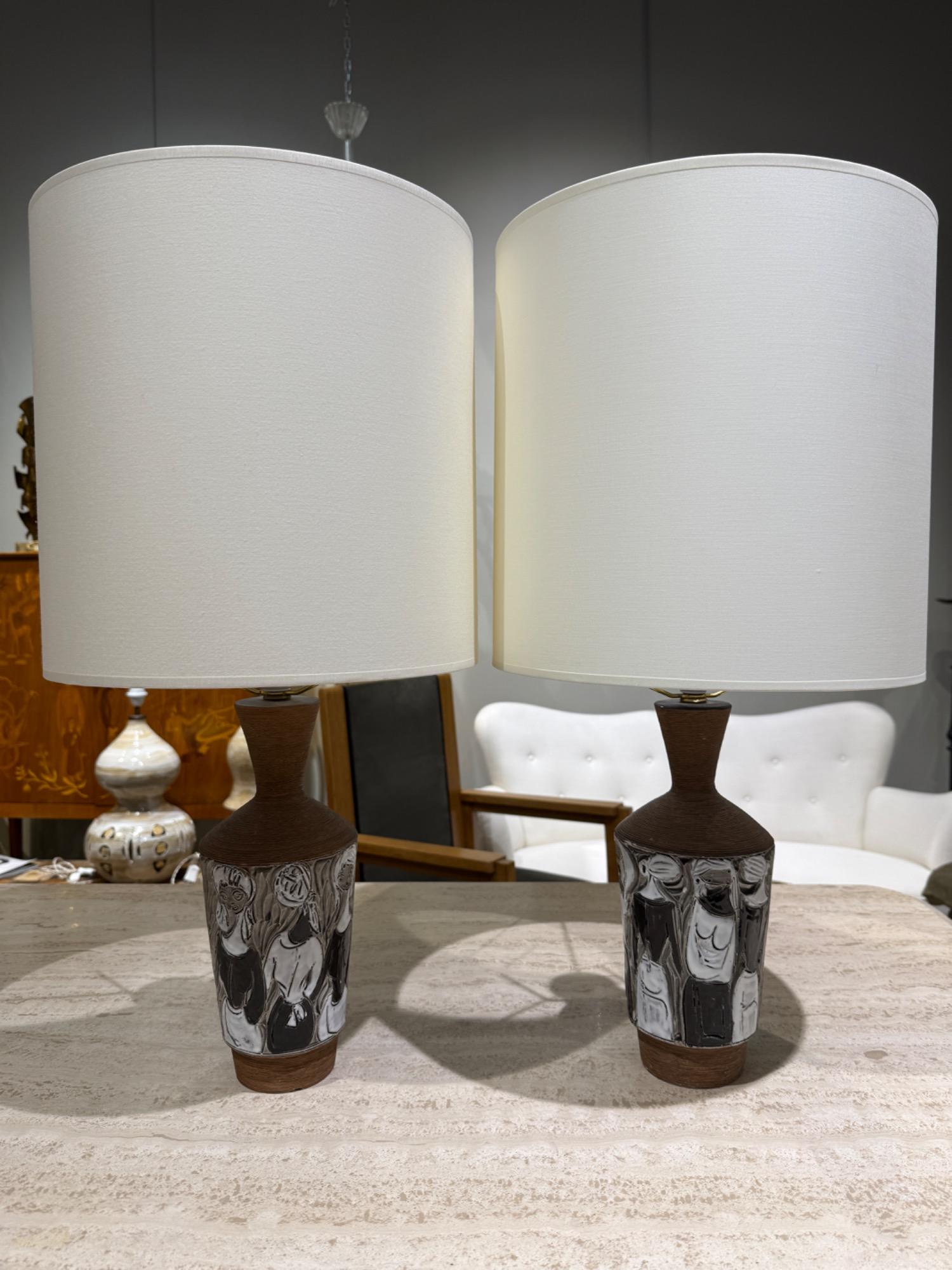 Pair of ceramic lamps F Fanciullacci italy 1970