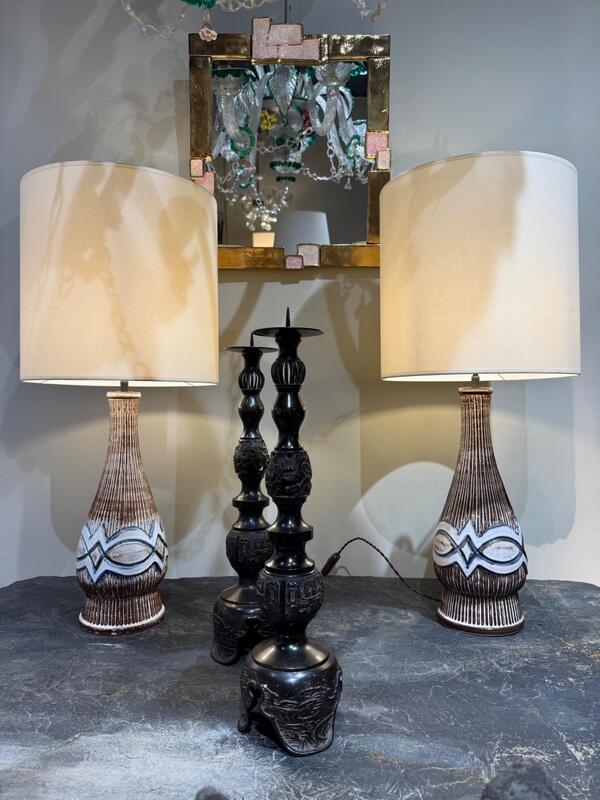 Pair of ceramic lamps Kingo Denmark 1970