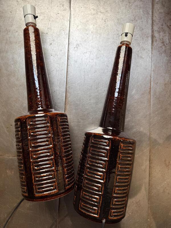 Pair of ceramic lamps Linnemann Schmidt Denmark 1970