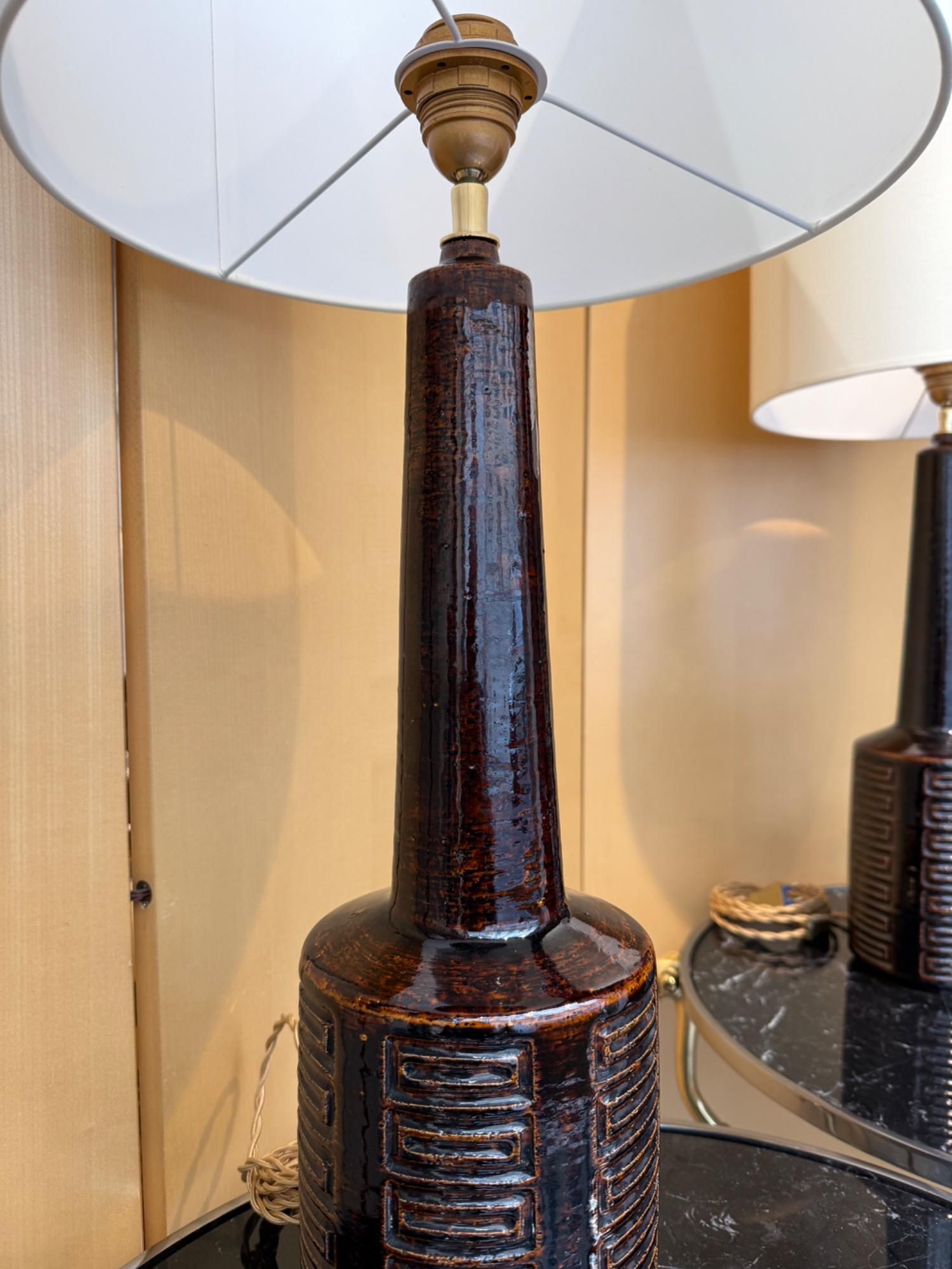 Pair of ceramic lamps Linnemann Schmidt Denmark 1970