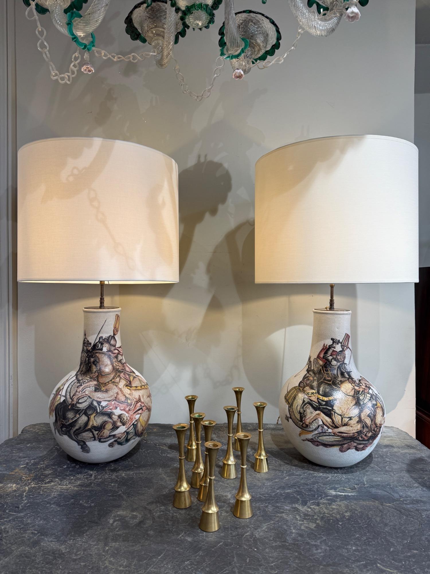 Pair of ceramic lamps M.Fantoni circa 1950