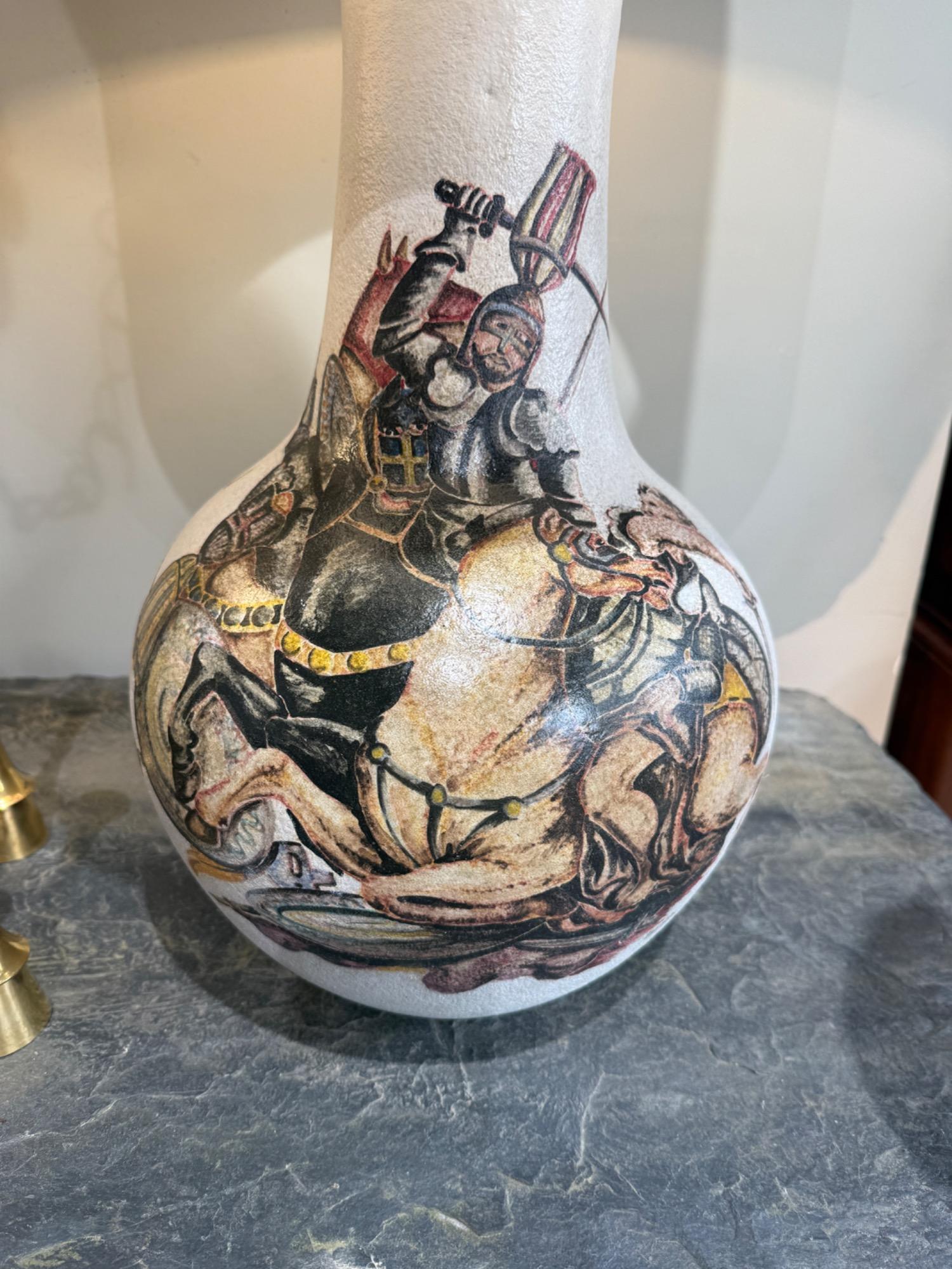 Pair of ceramic lamps M.Fantoni circa 1950