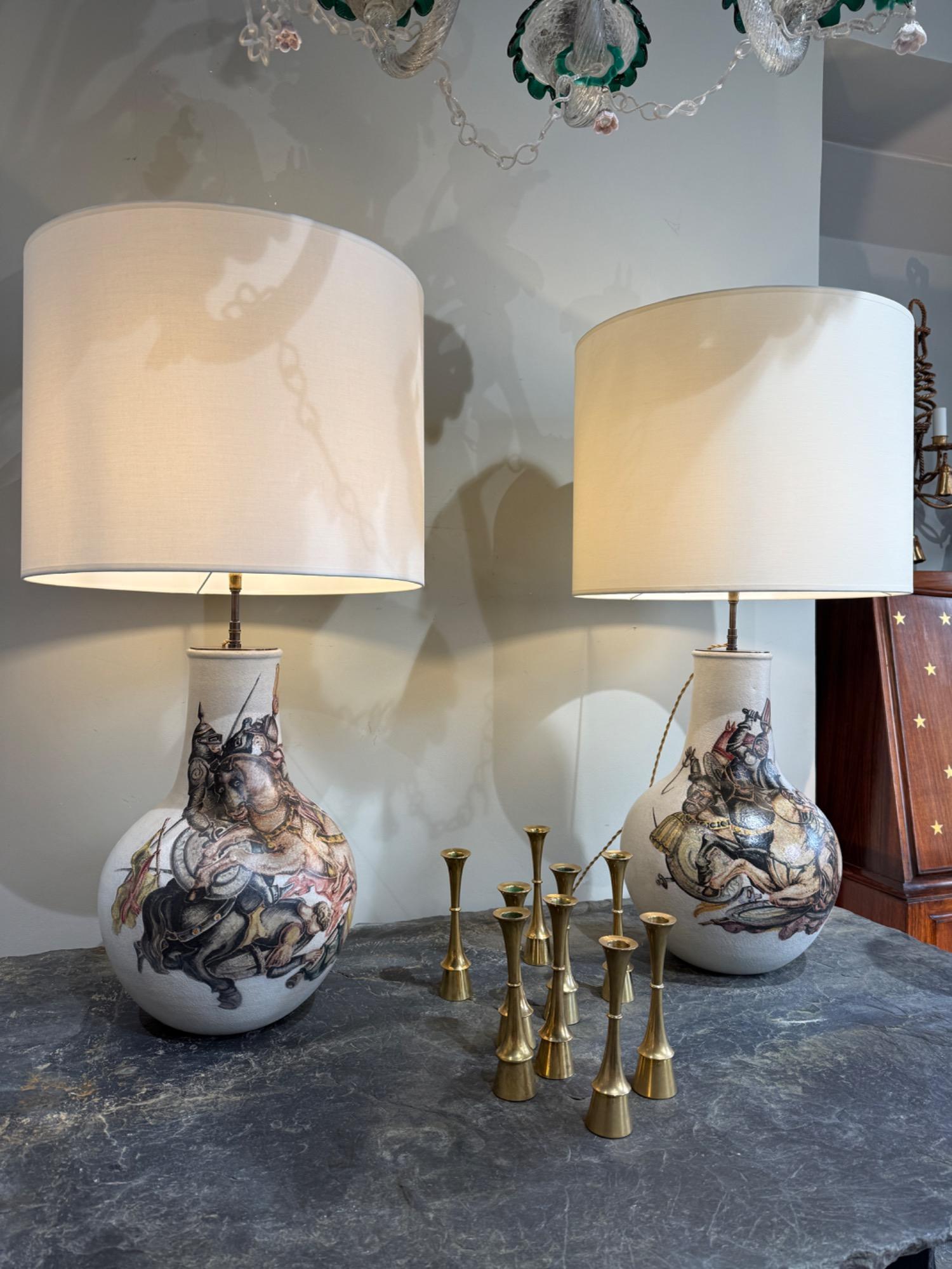 Pair of ceramic lamps M.Fantoni circa 1950
